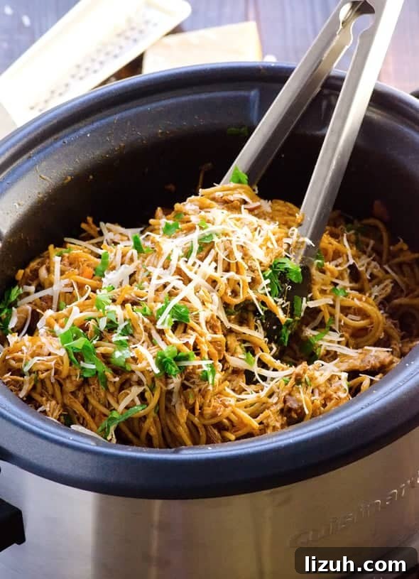 31 High-Protein Slow Cooker Recipes for Meal Prep and Weight Loss 19 crockpot chicken spaghetti
