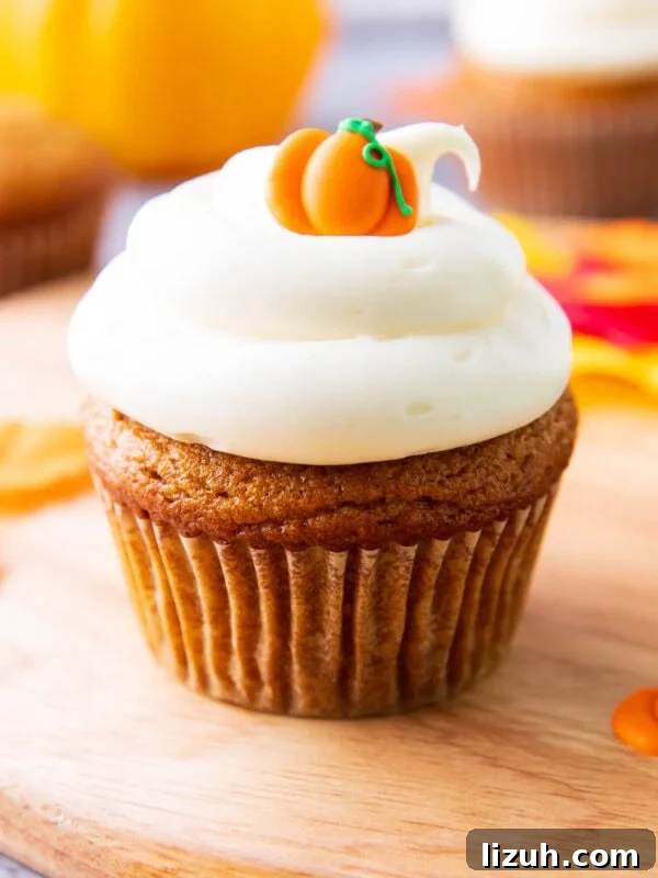 Close up of pumpkin cupcakes