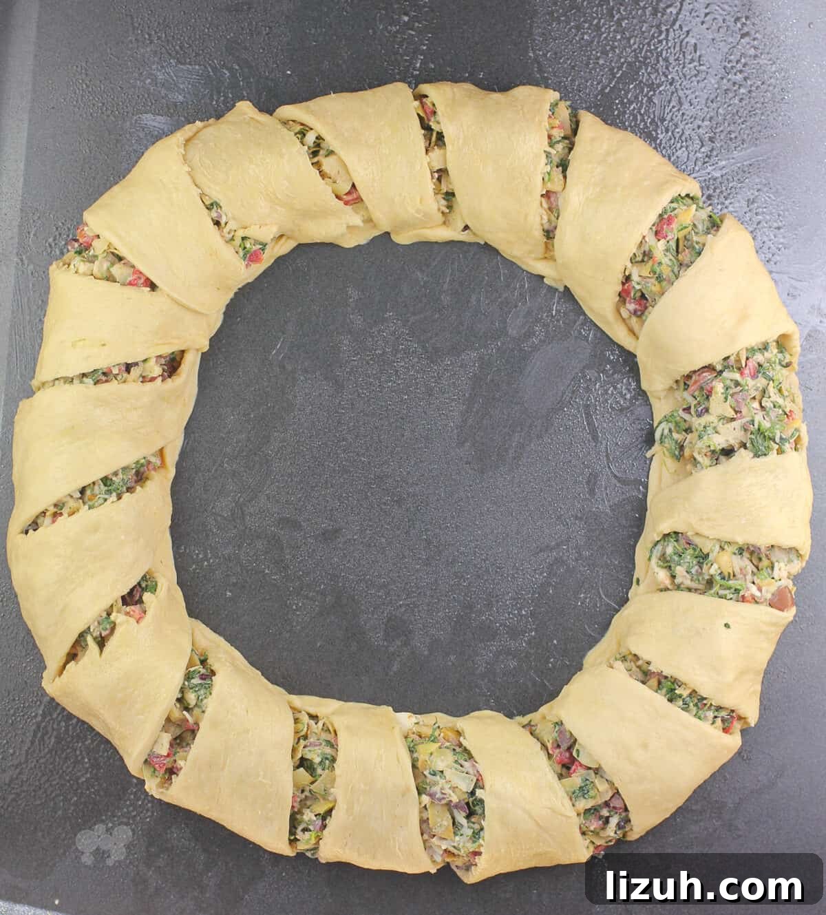assembled crescent ring on bake sheet