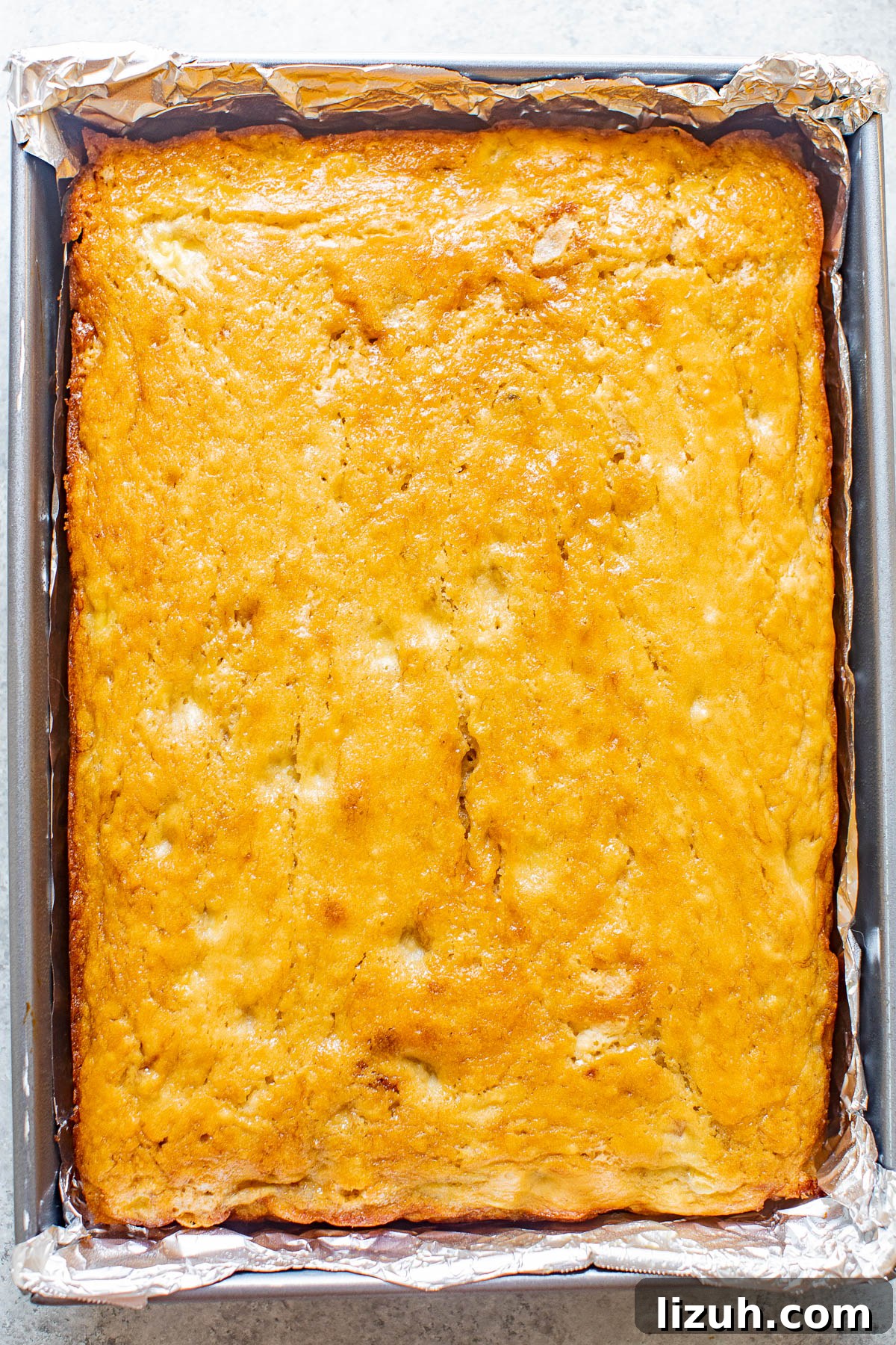 Baked banana cake in a pan. 