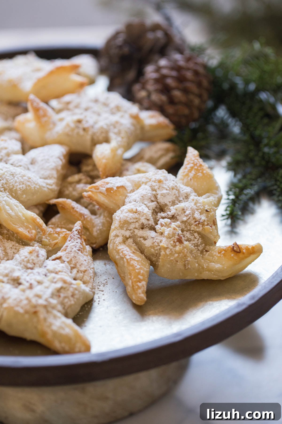 Make Ahead Almond Pinwheels on a serving platter.  