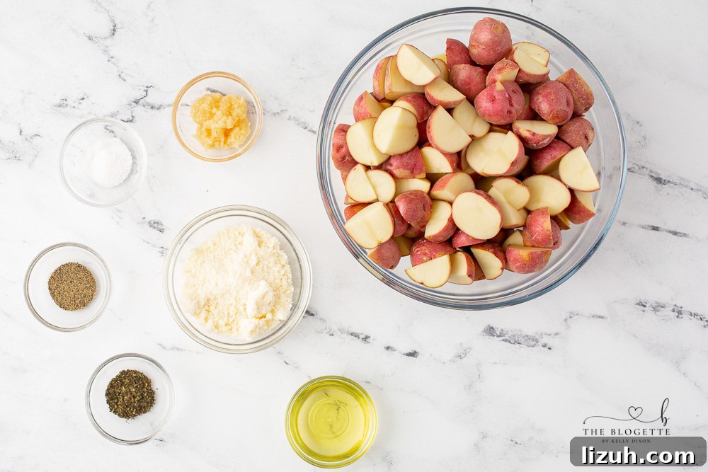 Crispy Garlic Parmesan Roasted Potatoes Recipe 4 Garlic Potatoes Ingredients