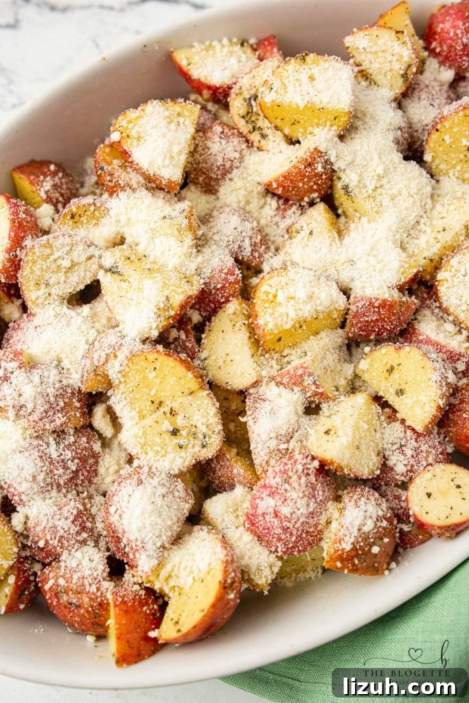 Crispy Garlic Parmesan Roasted Potatoes Recipe 6 Tossing Garlic Parmesan Roasted Potatoes