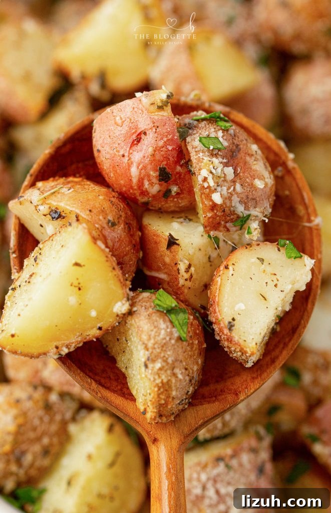 Crispy Garlic Parmesan Roasted Potatoes Recipe 7 Crisp and tender Garlic Parmesan Roasted Potatoes are the perfect side for so many of your meals!